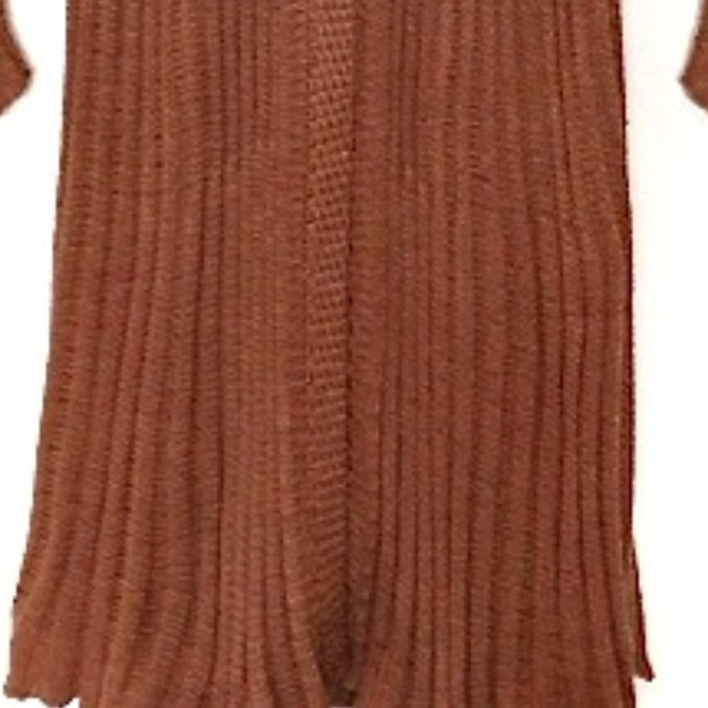 MADISON-Pleated Crochet Maxi Cardigan Sweater - Picture 4 of 10